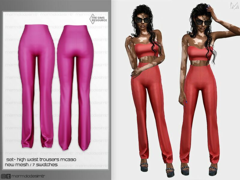 SET- High Waist Trousers MC330 By Mermaladesimtr 1 SET- High Waist Trousers MC330 By Mermaladesimtr Sims 4 CC