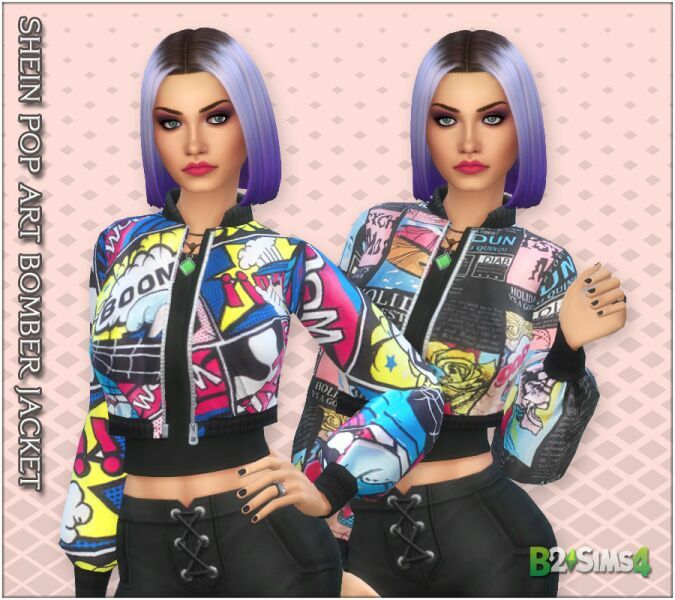 Shein POP ART Bomber Jacket 1 Shein POP ART Bomber Jacket Sims 4 CC