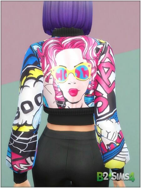 Shein POP ART Bomber Jacket 8 sims 4 cc shein pop art bomber jacket 3