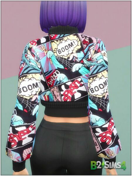 Shein POP ART Bomber Jacket 6 sims 4 cc shein pop art bomber jacket 5