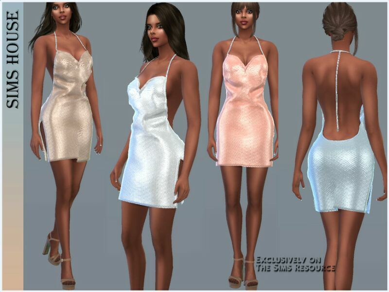 Shiny Dress With Rhinestone Ribbon 2 sims 4 cc shiny dress with rhinestone ribbon 2