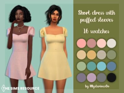 Short Dress With Puffed Sleeves By Mysteriousoo Sims 4 CC