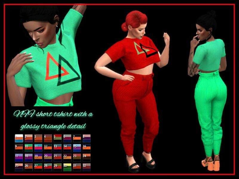 Short T-Shirt With A Glossy Detail By Nadiafabulousflow 1 Short T-Shirt With A Glossy Detail By Nadiafabulousflow Sims 4 CC