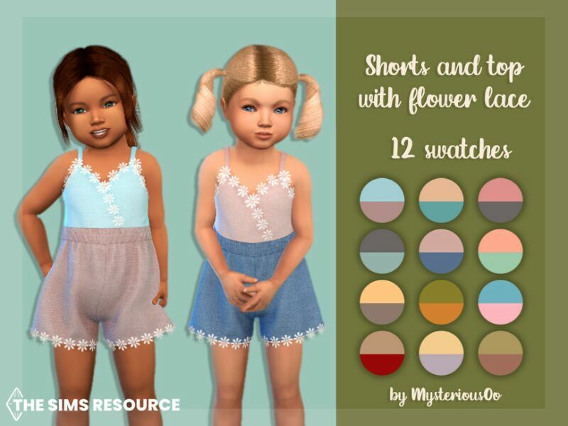 Shorts And TOP With Flower Lace By Mysteriousoo 1 Shorts And TOP With Flower Lace By Mysteriousoo Sims 4 CC
