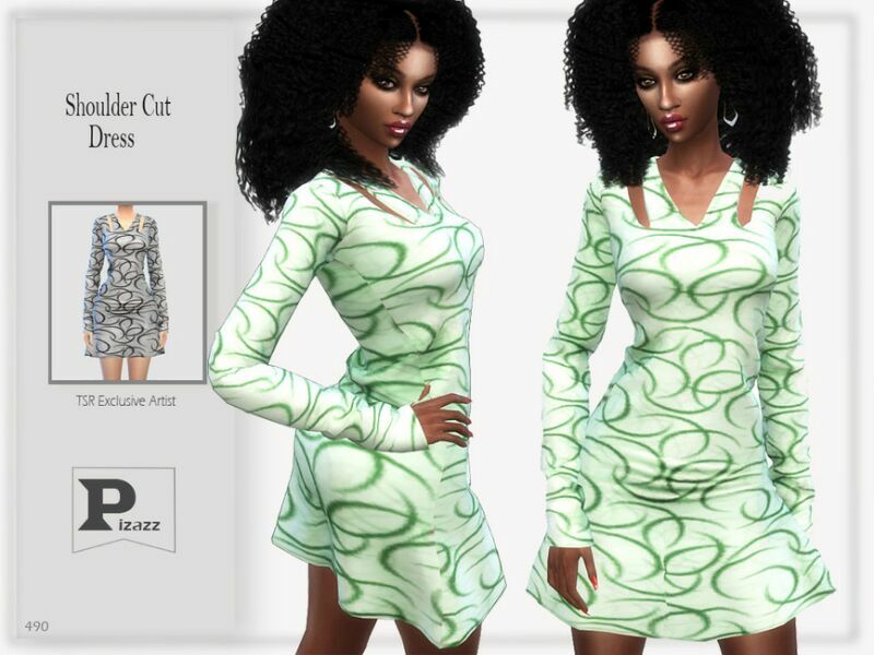 Shoulder CUT Dress By Pizazz 1 Shoulder CUT Dress By Pizazz Sims 4 CC