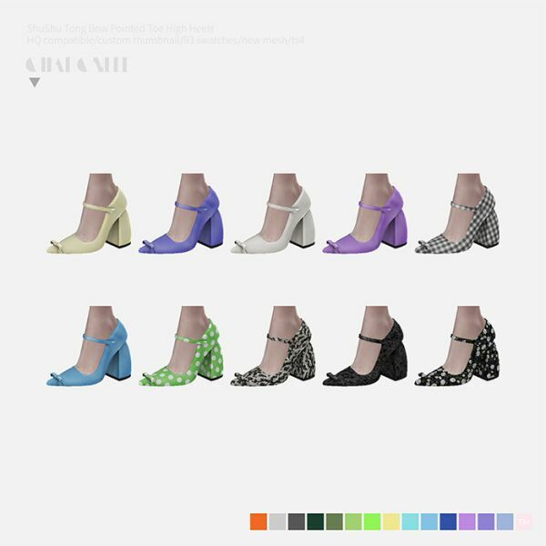 Shushu Tong BOW Pointed TOE High Heels By Charonlee 2 sims 4 cc shushu tong bow pointed toe high heels by charonlee 3