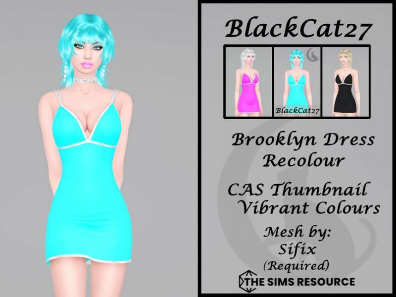 Sifix Brookyn Dress Recolour (Mesh Needed) By Blackcat27 1 Sifix Brookyn Dress Recolour (Mesh Needed) By Blackcat27 Sims 4 CC