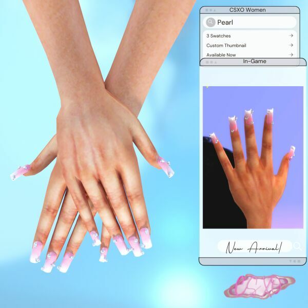 Silver Pearl Nails 2 sims 4 cc silver pearl nails 3