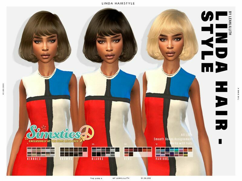 “ / Simxties Linda Hairstyle” 1 “ / Simxties Linda Hairstyle” Sims 4 CC