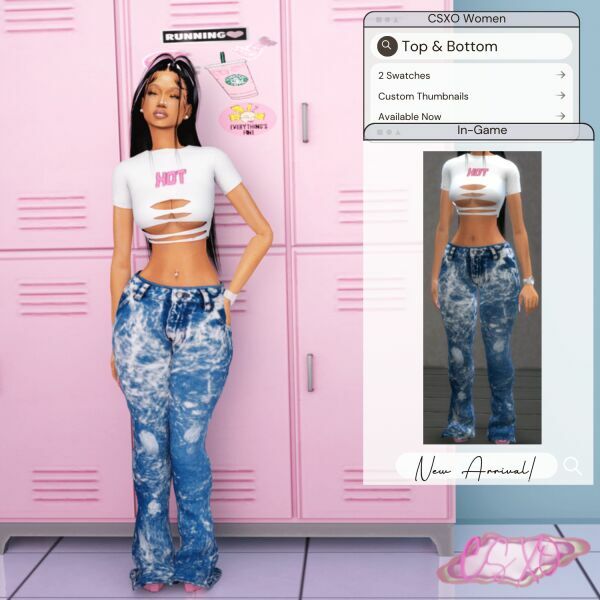 Slasher TEE & Bleach Effect Jeans 3 sims 4 cc slasher tee bleach effect jeans 2
