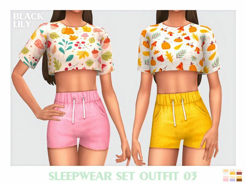 Sleepwear SET Outfit 03 1 Sleepwear SET Outfit 03 Sims 4 CC