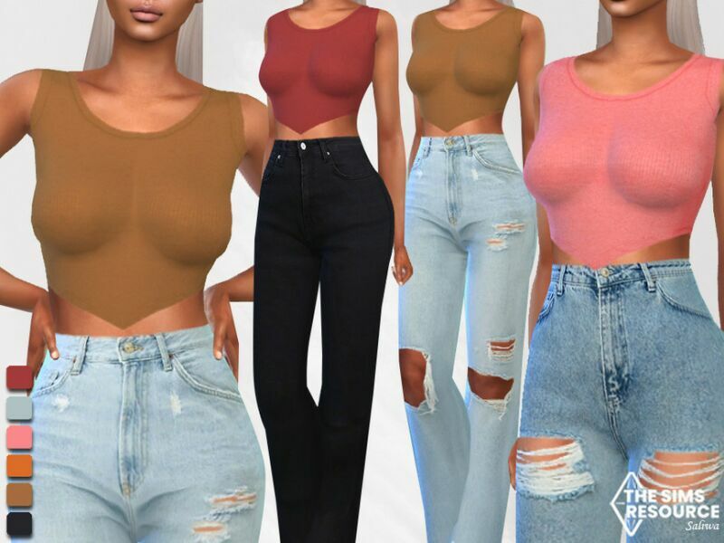 Sleeveless Crop Blouses By Saliwa 1 Sleeveless Crop Blouses By Saliwa Sims 4 CC