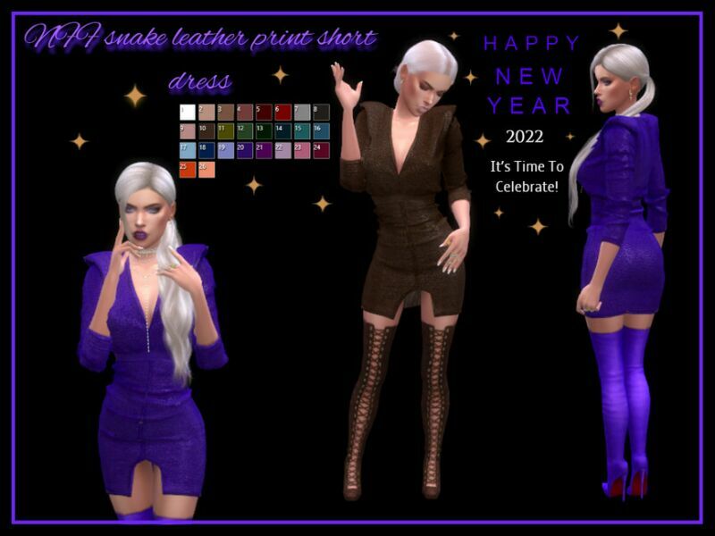 Snake Leather Print Short Dress By Nadiafabulousflow 1 Snake Leather Print Short Dress By Nadiafabulousflow Sims 4 CC