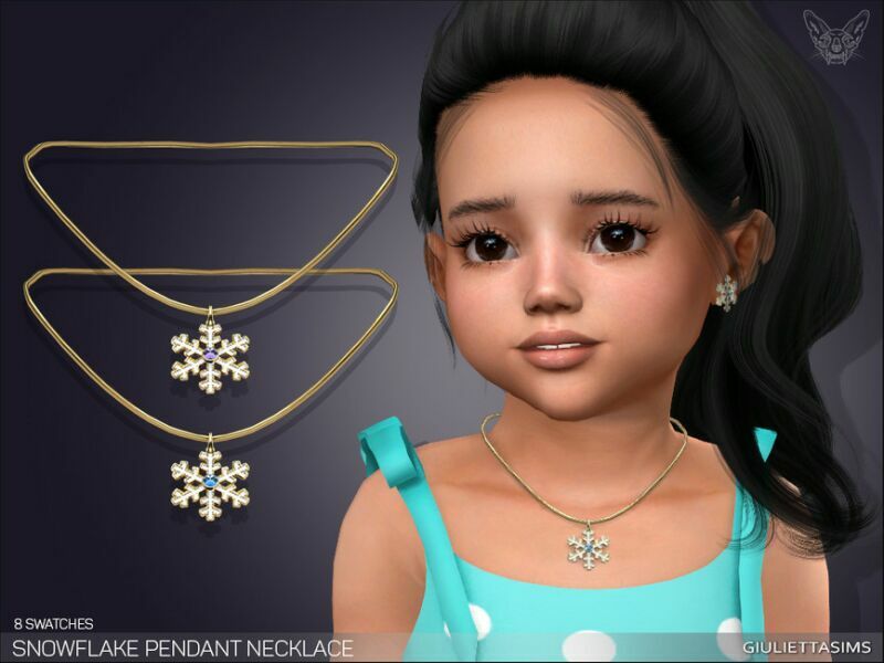 Snowflake Pendant Necklace For Toddlers By Feyona 1 Snowflake Pendant Necklace For Toddlers By Feyona Sims 4 CC