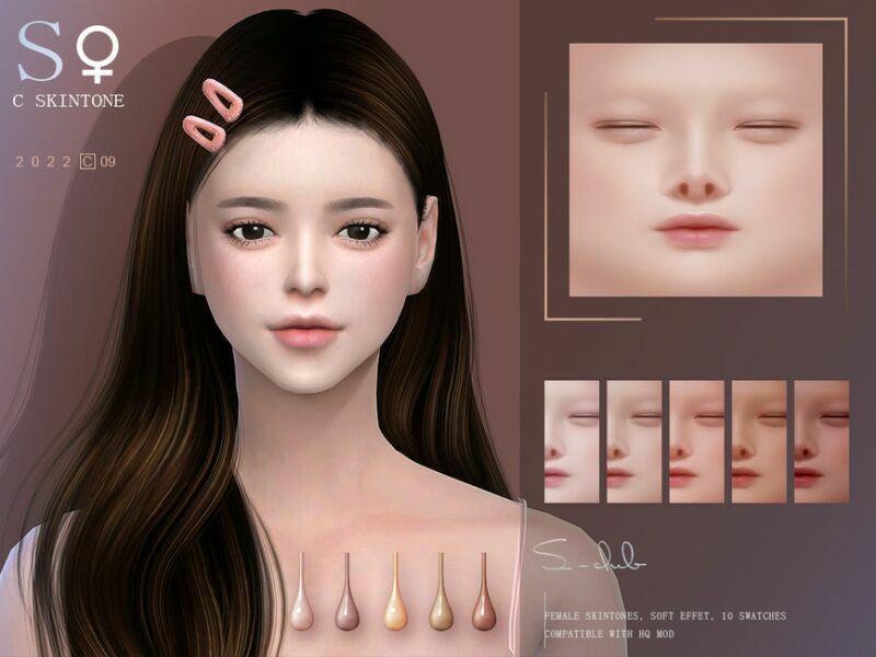 Soft Jade Asian Female Skintone (C0922) By S-Club 2 sims 4 cc soft jade asian female skintone c0922 by s club 2