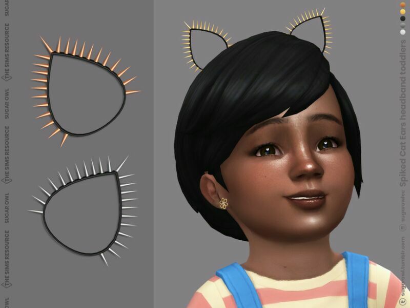 Spiked CAT Ears Headband For Toddlers 1 Spiked CAT Ears Headband For Toddlers Sims 4 CC