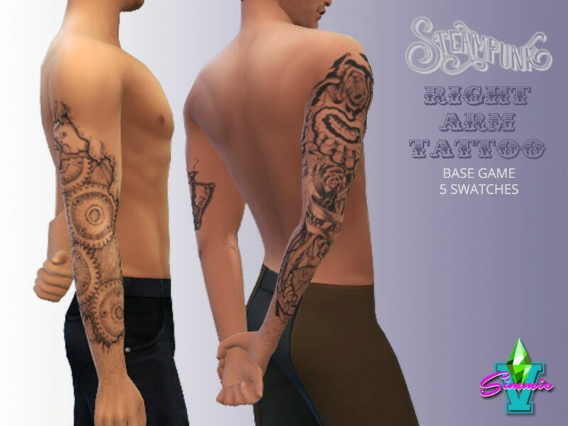 Steampunk Right ARM Tattoo By Simmiev 1 Steampunk Right ARM Tattoo By Simmiev Sims 4 CC