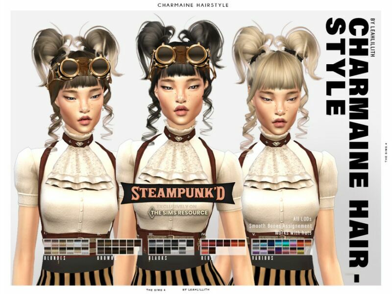 Steampunked Charmaine Hairstyle 1 Steampunked Charmaine Hairstyle Sims 4 CC