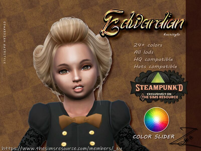 Steampunked Edwardian Hairstyle For Toddlers By _ZY 1 Steampunked Edwardian Hairstyle For Toddlers By _ZY Sims 4 CC