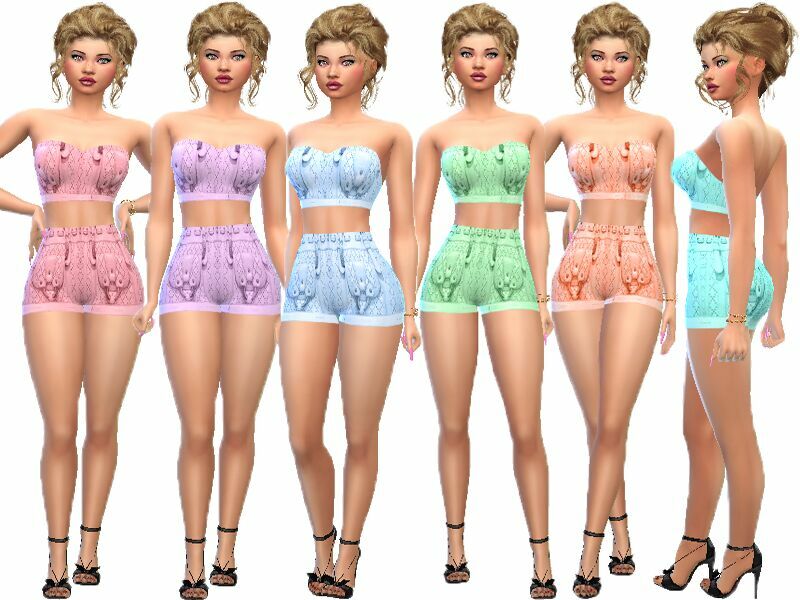 Strapless TOP With Shorts By Trudieopp 1 Strapless TOP With Shorts By Trudieopp Sims 4 CC