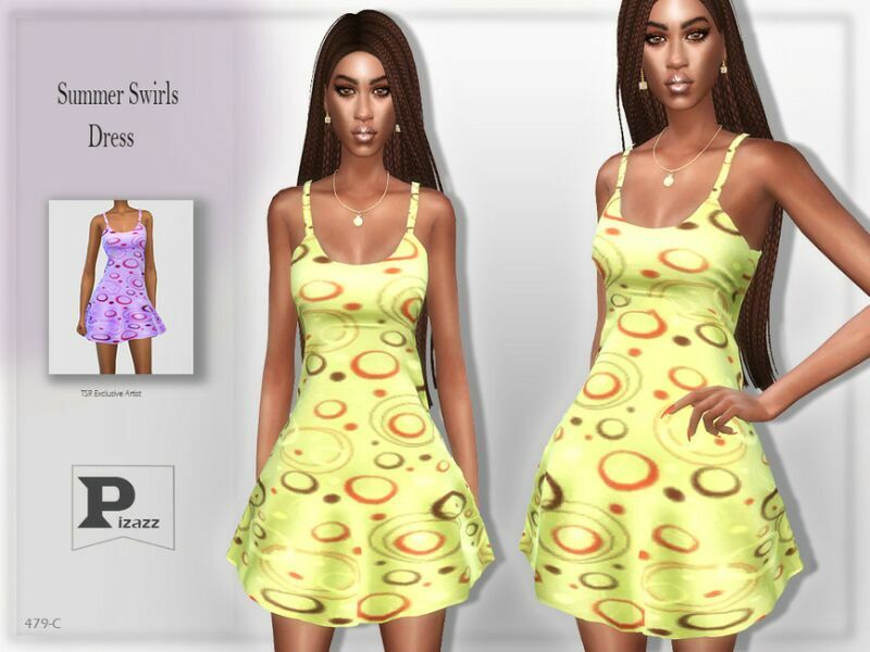 Summer Swirls Dress By Pizazz 1 Summer Swirls Dress By Pizazz Sims 4 CC
