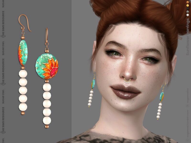 Sunflower Earrings 1 Sunflower Earrings Sims 4 CC
