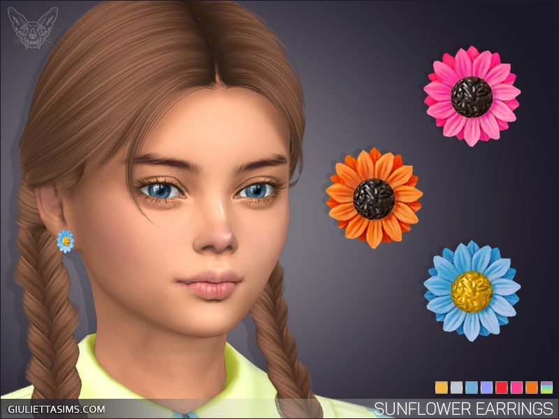 Sunflower Stud Earrings For Kids By Giulietta 1 Sunflower Stud Earrings For Kids By Giulietta Sims 4 CC