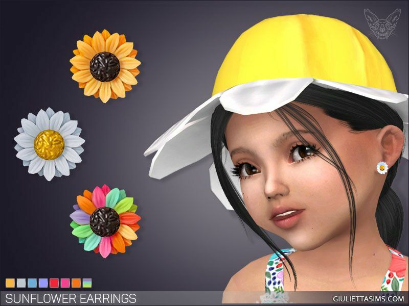 Sunflower Stud Earrings For Toddlers By Giulietta 1 Sunflower Stud Earrings For Toddlers By Giulietta Sims 4 CC