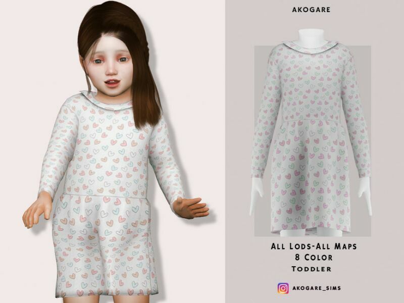 T-Dress NO.33 By _Akogare_ 1 T-Dress NO.33 By _Akogare_ Sims 4 CC