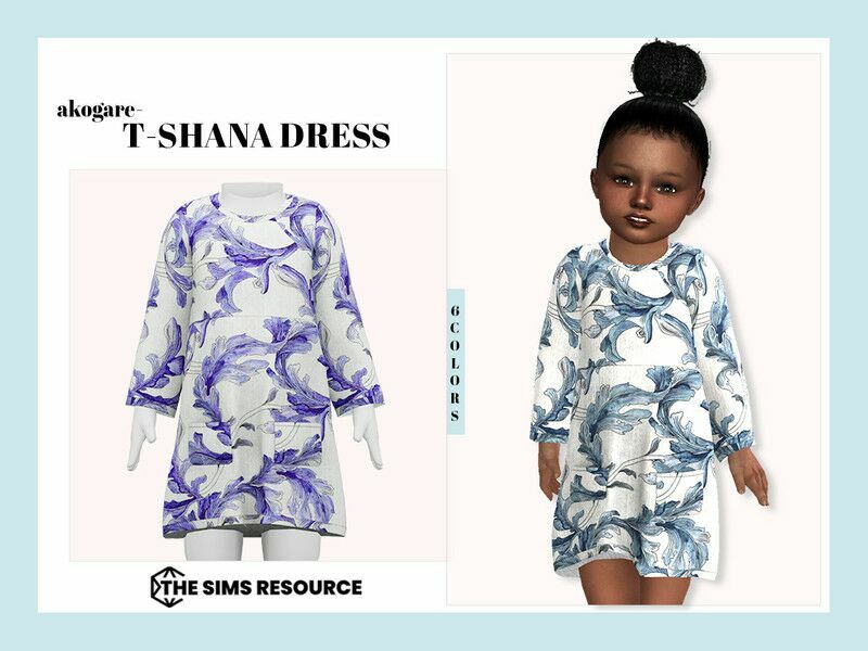 T-Shana Dress By _Akogare_ 1 T-Shana Dress By _Akogare_ Sims 4 CC