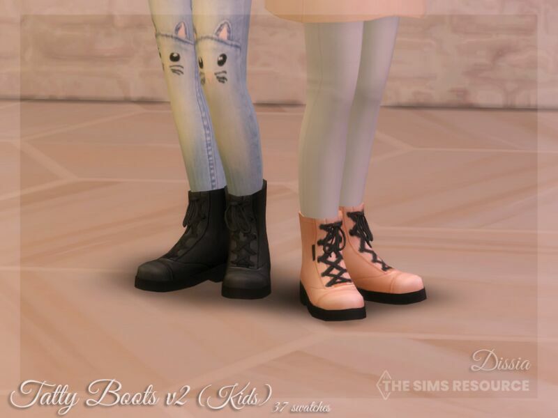 Tatty Boots V2 (Kids) By Dissia 1 Tatty Boots V2 (Kids) By Dissia Sims 4 CC