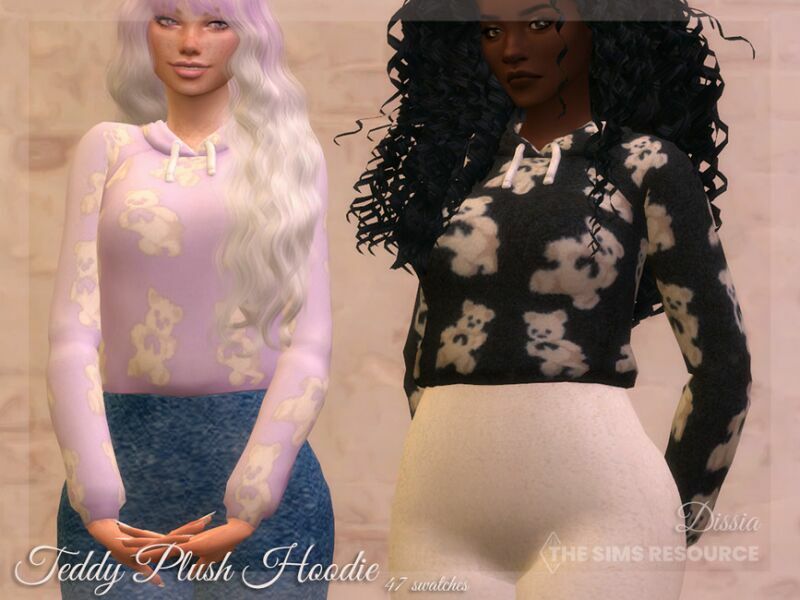 Teddy Plush Hoodie By Dissia 1 Teddy Plush Hoodie By Dissia Sims 4 CC