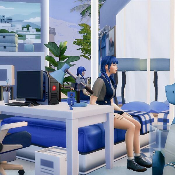 The | Blue Bedroom | Build By Hedennychen 4 sims 4 cc the blue bedroom build by hedennychen 2