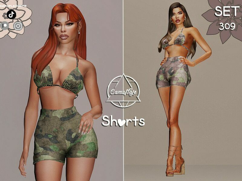 “THE – Camouflage Shorts” 1 “THE – Camouflage Shorts” Sims 4 CC