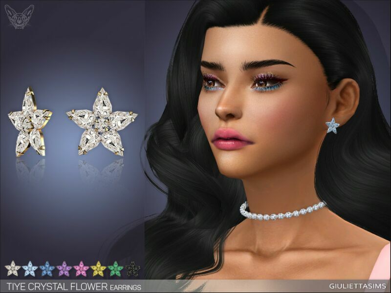 Tiye Crystal Flower Earrings By Feyona 1 Tiye Crystal Flower Earrings By Feyona Sims 4 CC