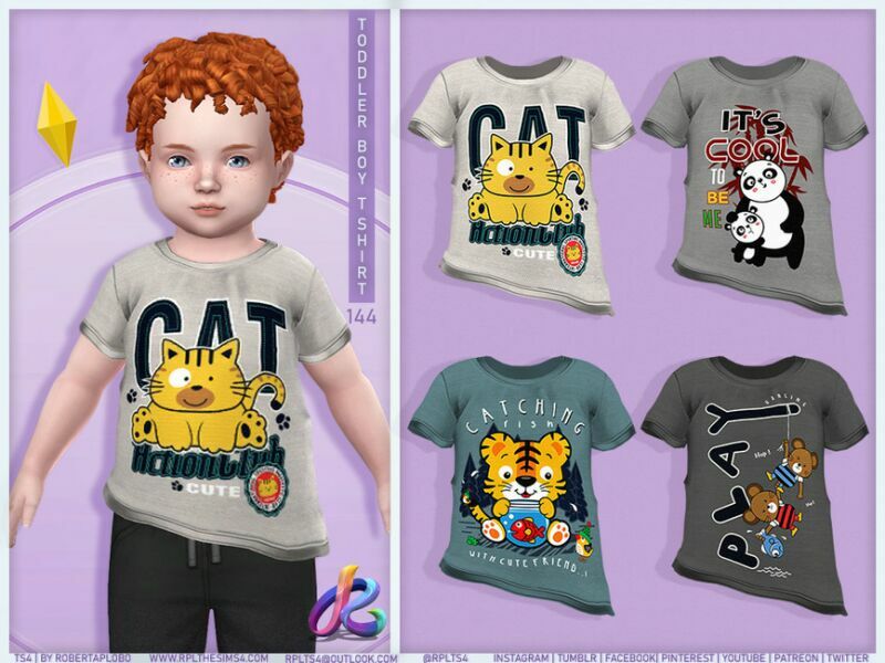 Toddler BOY T-Shirt RPL144 By Robertaplobo 1 Toddler BOY T-Shirt RPL144 By Robertaplobo Sims 4 CC