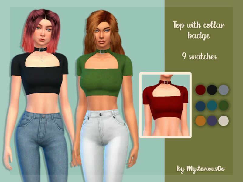 TOP With Collar Badge By Mysteriousoo 1 TOP With Collar Badge By Mysteriousoo Sims 4 CC
