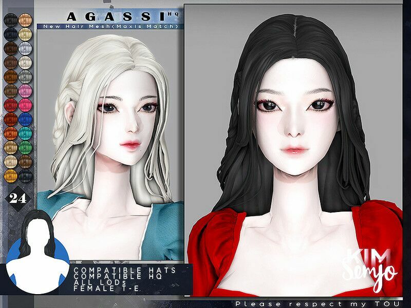 TS4 Female Hairstyle_Agassi(Maxis Match) By Kimsimjo 1 TS4 Female Hairstyle_Agassi(Maxis Match) By Kimsimjo Sims 4 CC