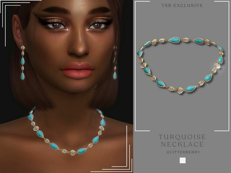 Turquoise Necklace By Glitterberryfly 1 Turquoise Necklace By Glitterberryfly Sims 4 CC