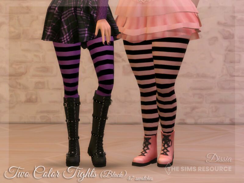 TWO Color Tights (Black) By Dissia 1 TWO Color Tights (Black) By Dissia Sims 4 CC