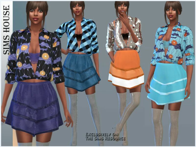 Unbuttoned Printed Blouse 4 sims 4 cc unbuttoned printed blouse 2