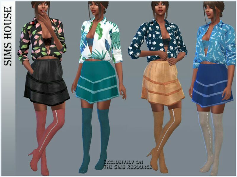 Unbuttoned Printed Blouse 3 sims 4 cc unbuttoned printed blouse 3