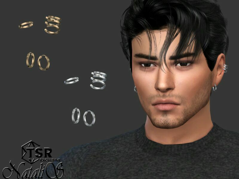 Unisex Hoop Multi Cuff With Earrings By Natalis 1 Unisex Hoop Multi Cuff With Earrings By Natalis Sims 4 CC