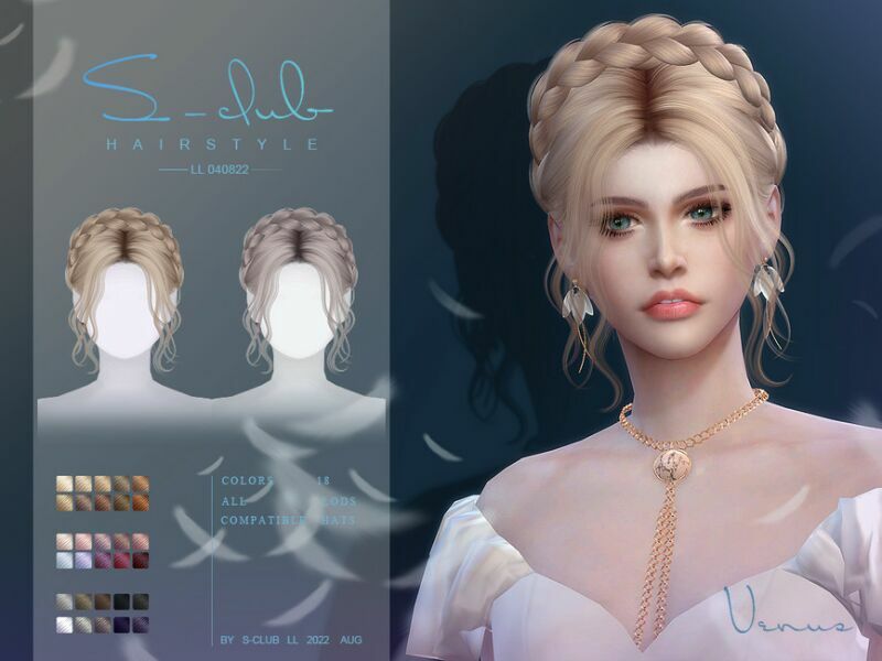 Updo Hair Style (Venus) 040822 By S-Club By S-Club 1 Updo Hair Style (Venus) 040822 By S-Club By S-Club Sims 4 CC