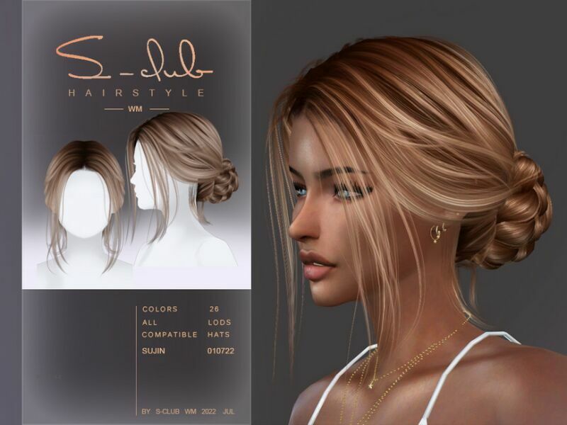 Updo Hairstyle(Sujin 010722) Update 100722 By S-Club 1 Updo Hairstyle(Sujin 010722) Update 100722 By S-Club Sims 4 CC