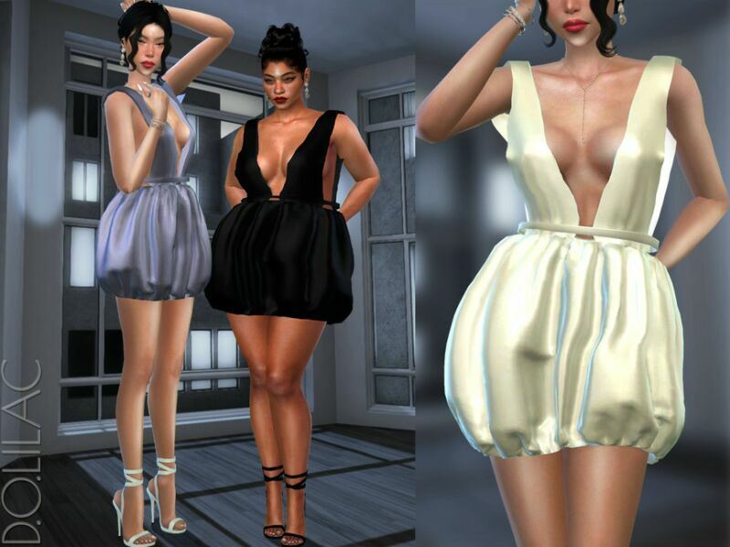 V-Neck Puffball Dress DO499 1 V-Neck Puffball Dress DO499 Sims 4 CC