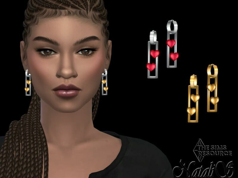 Valentines Double Heart Earrings By Natalis 1 Valentines Double Heart Earrings By Natalis Sims 4 CC