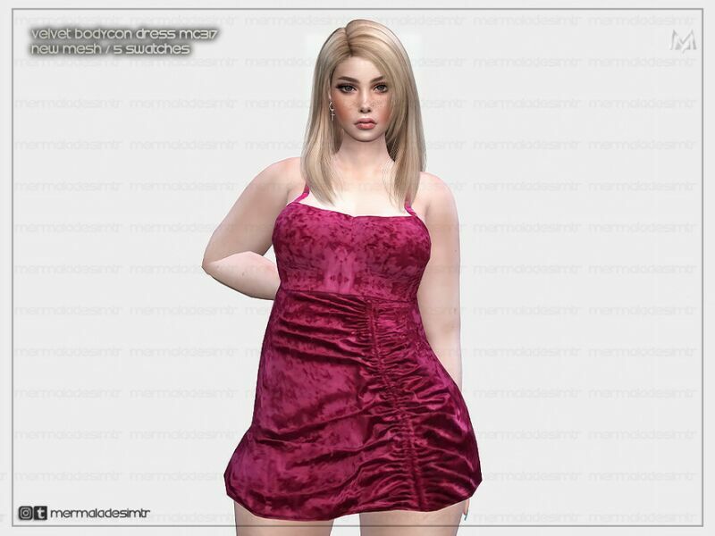 Velvet Bodycon Dress MC317 By Mermaladesimtr 1 Velvet Bodycon Dress MC317 By Mermaladesimtr Sims 4 CC