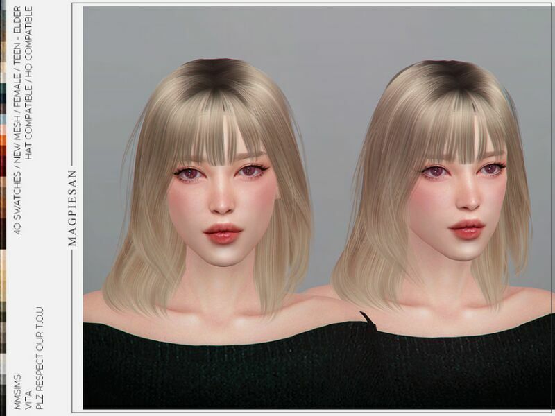 Vita Hair By Magpiesan 1 Vita Hair By Magpiesan Sims 4 CC