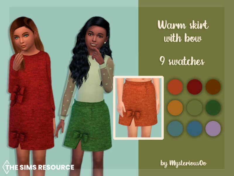 Warm Skirt With BOW By Mysteriousoo 1 Warm Skirt With BOW By Mysteriousoo Sims 4 CC